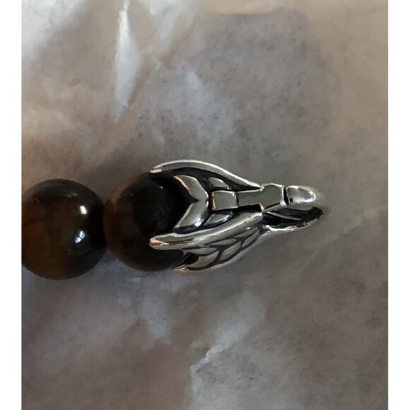 David Yurman Spiritual Bead Bracelet Tiger's Eye w/Silver Wave Bead 925 8”L Mint - Picture 8 of 11